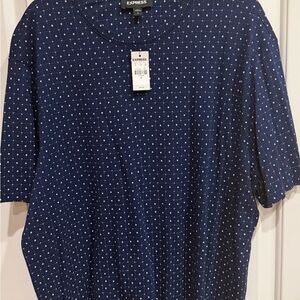 Express Men's Blue Patterned Shirt